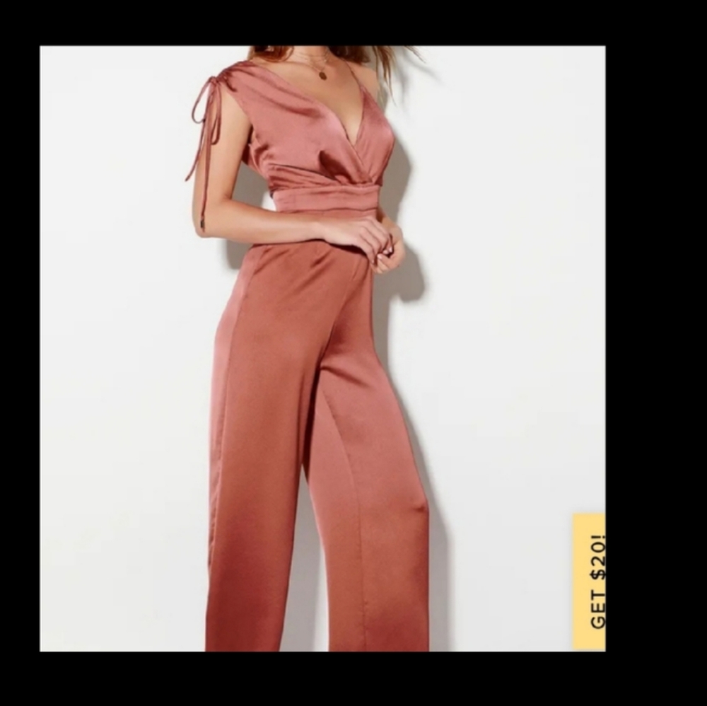 Lulus LOOK OF LUXE RUSTY ROSE SATIN jumpsuit - Picture 4 of 14